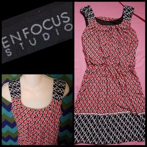Nwot! Unique printed red & black dress
